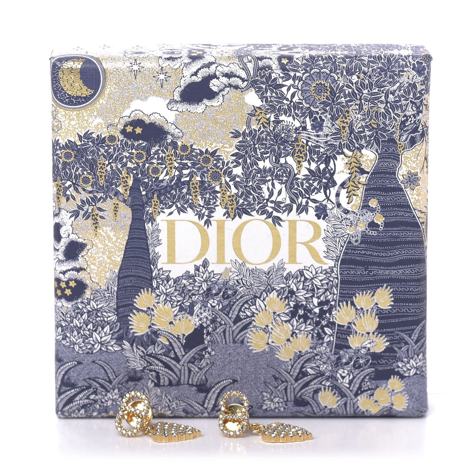 Christian Dior Crystal CD Heart Earrings Gold 3 of 3