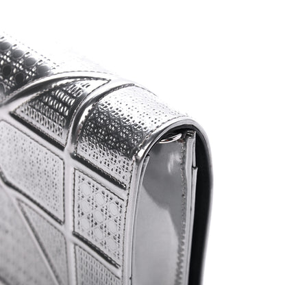 Christian Dior Metallic Patent Micro-Cannage Diorama Wallet on Chain Pouch Argent 5 of 5
