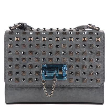 Dolce & Gabbana Calfskin Studded Monica Lock Crossbody Light Grey 1 of 7