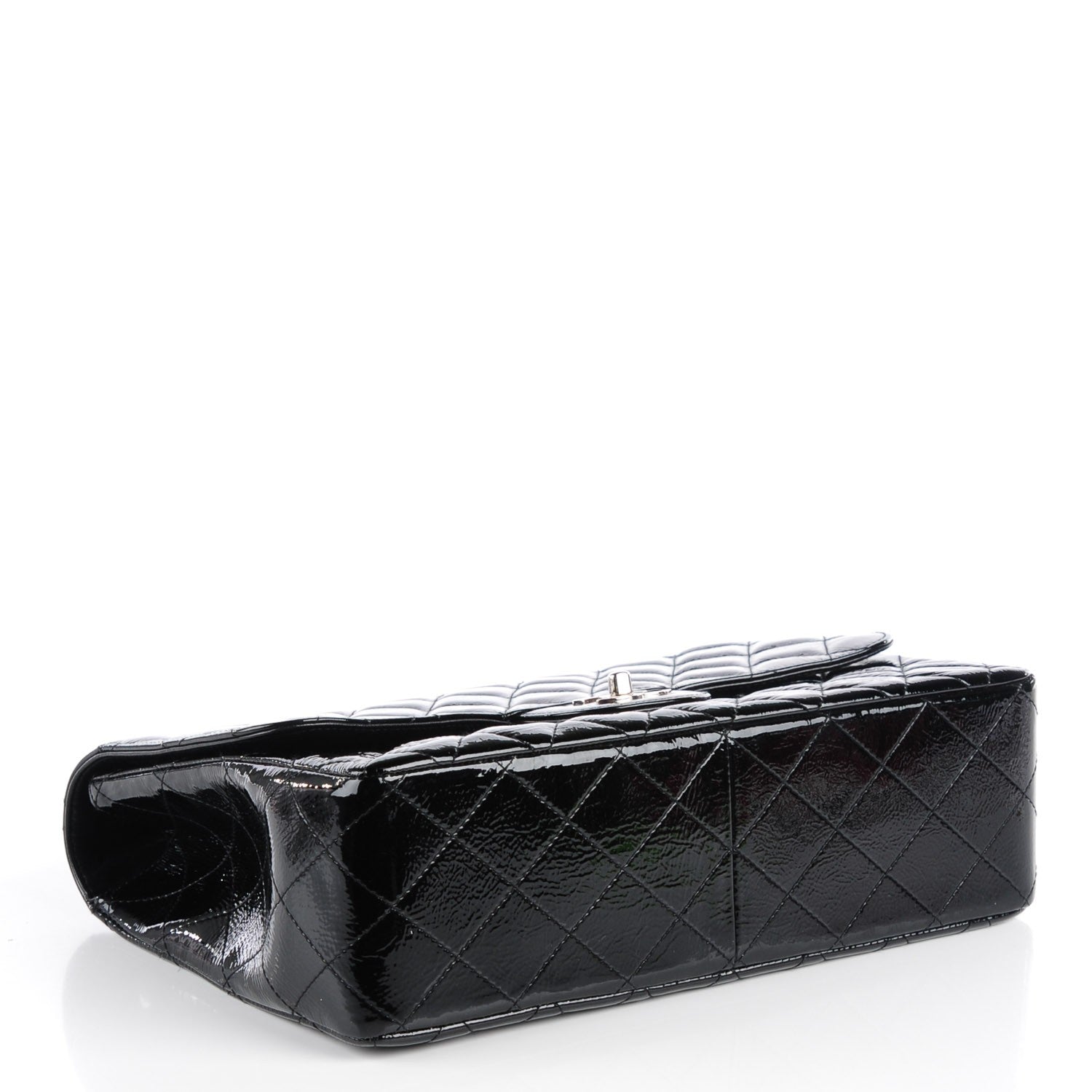 Chanel Distressed Patent Quilted Jumbo Single Flap Black 4 of 8