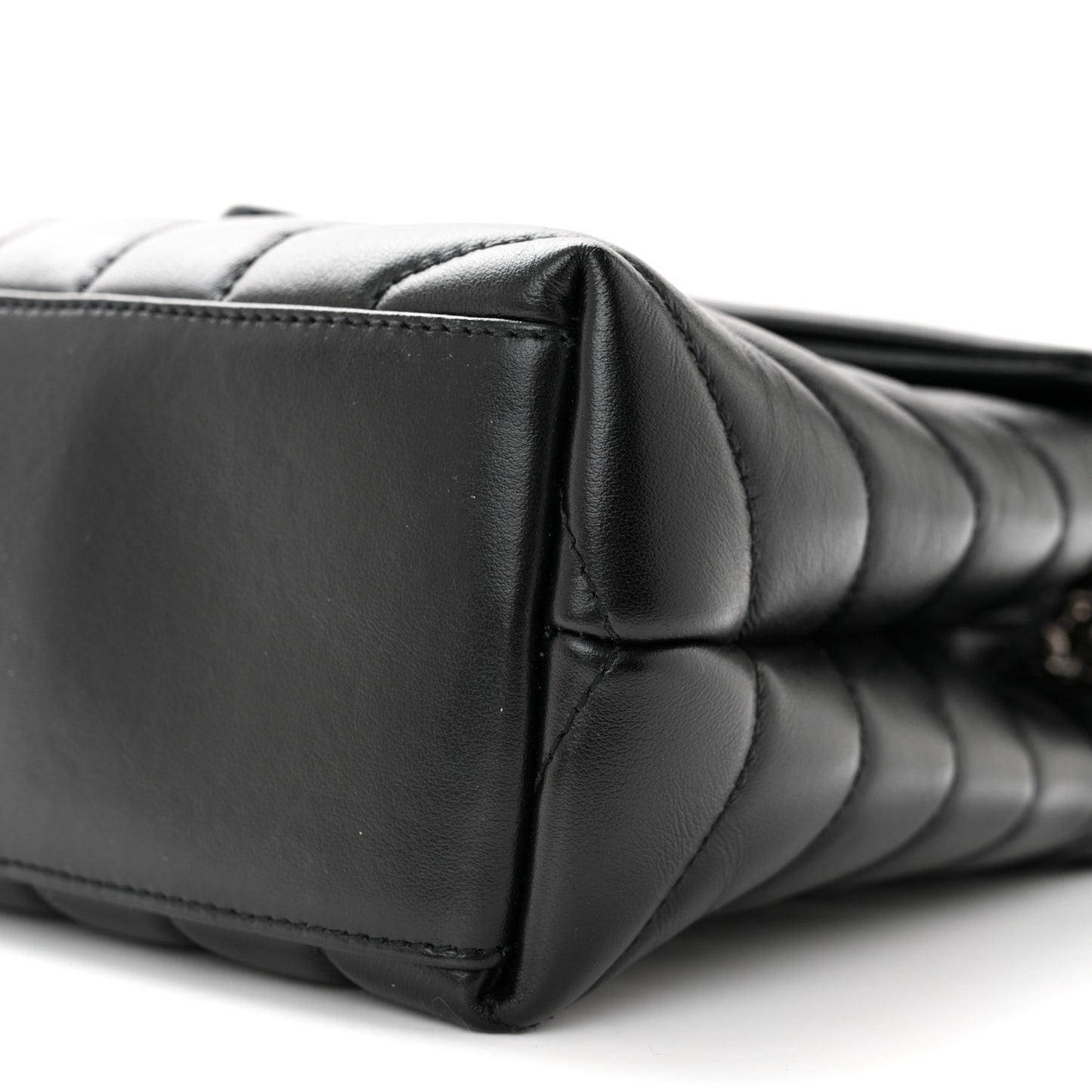 SAINT LAURENT Calfskin Y Quilted Monogram Small Loulou Chain Satchel Black
