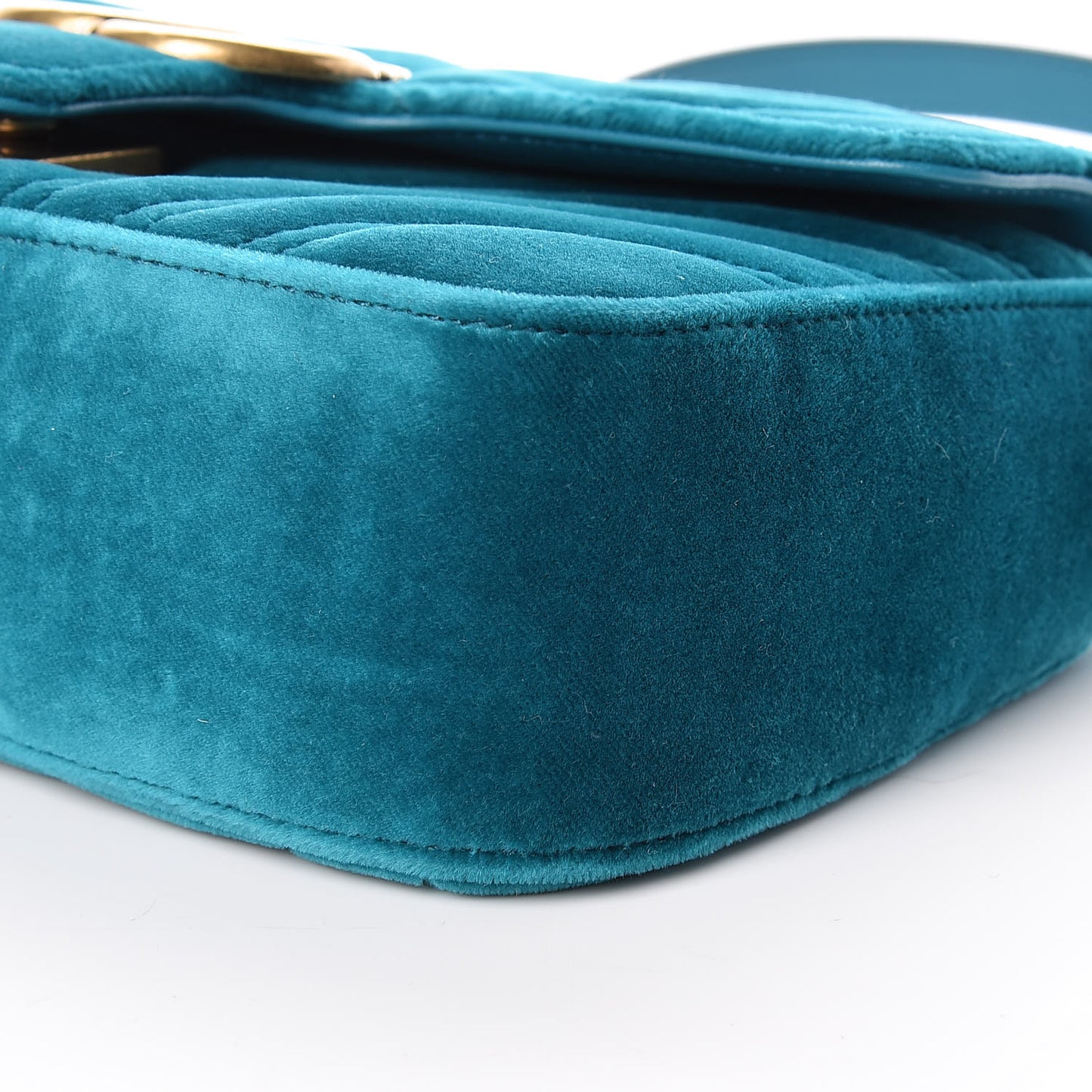 Velvet Matelasse Mini GG Marmont Shoulder Bag Pavone Cyan