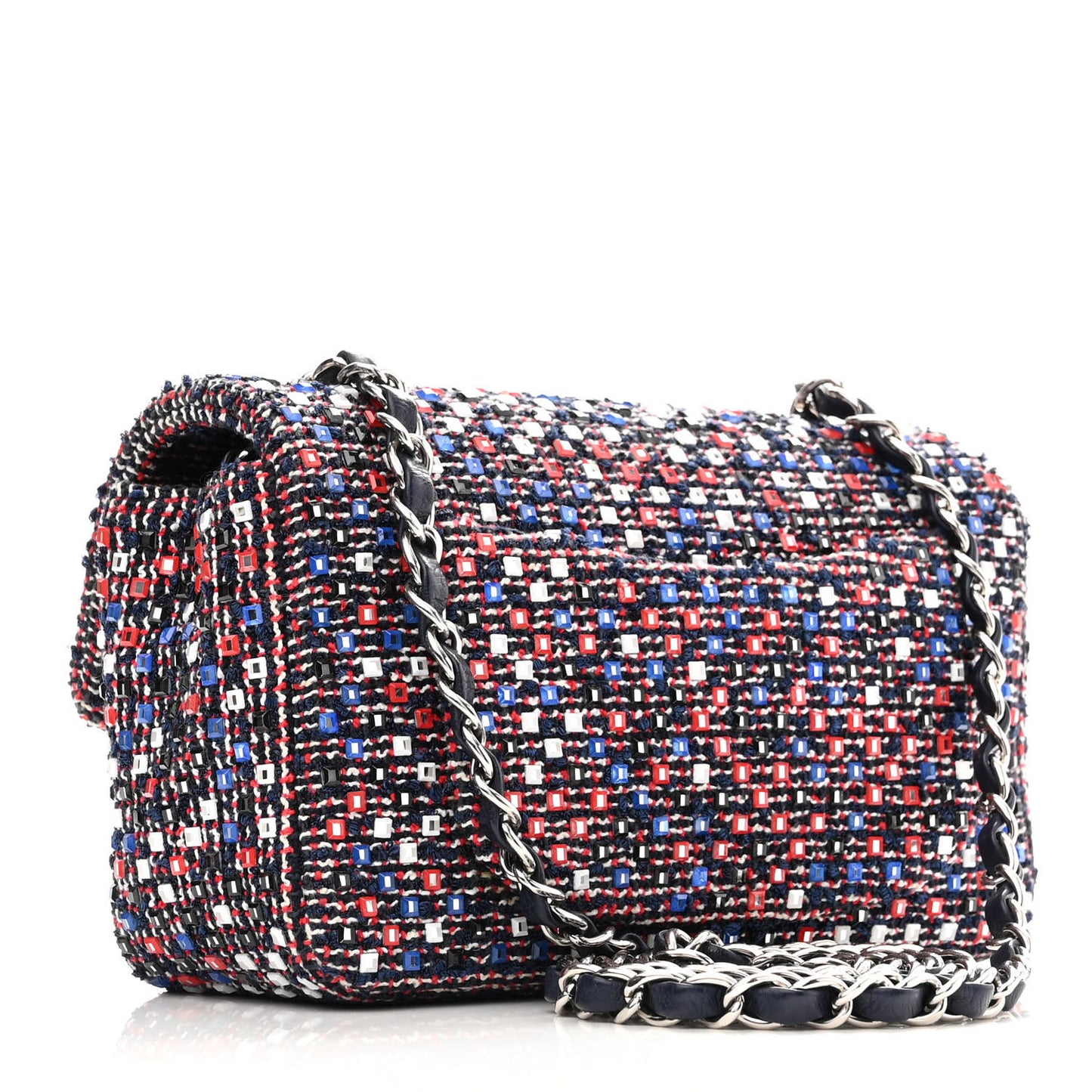 Sequin Tweed Mini Rectangular Flap Red White Blue