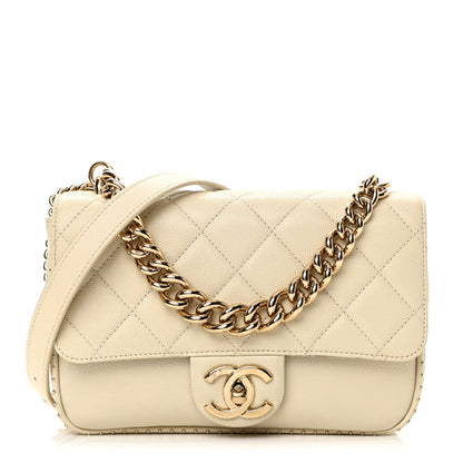 Chanel Caviar Quilted Small Studded Flap Off White 1 of 14