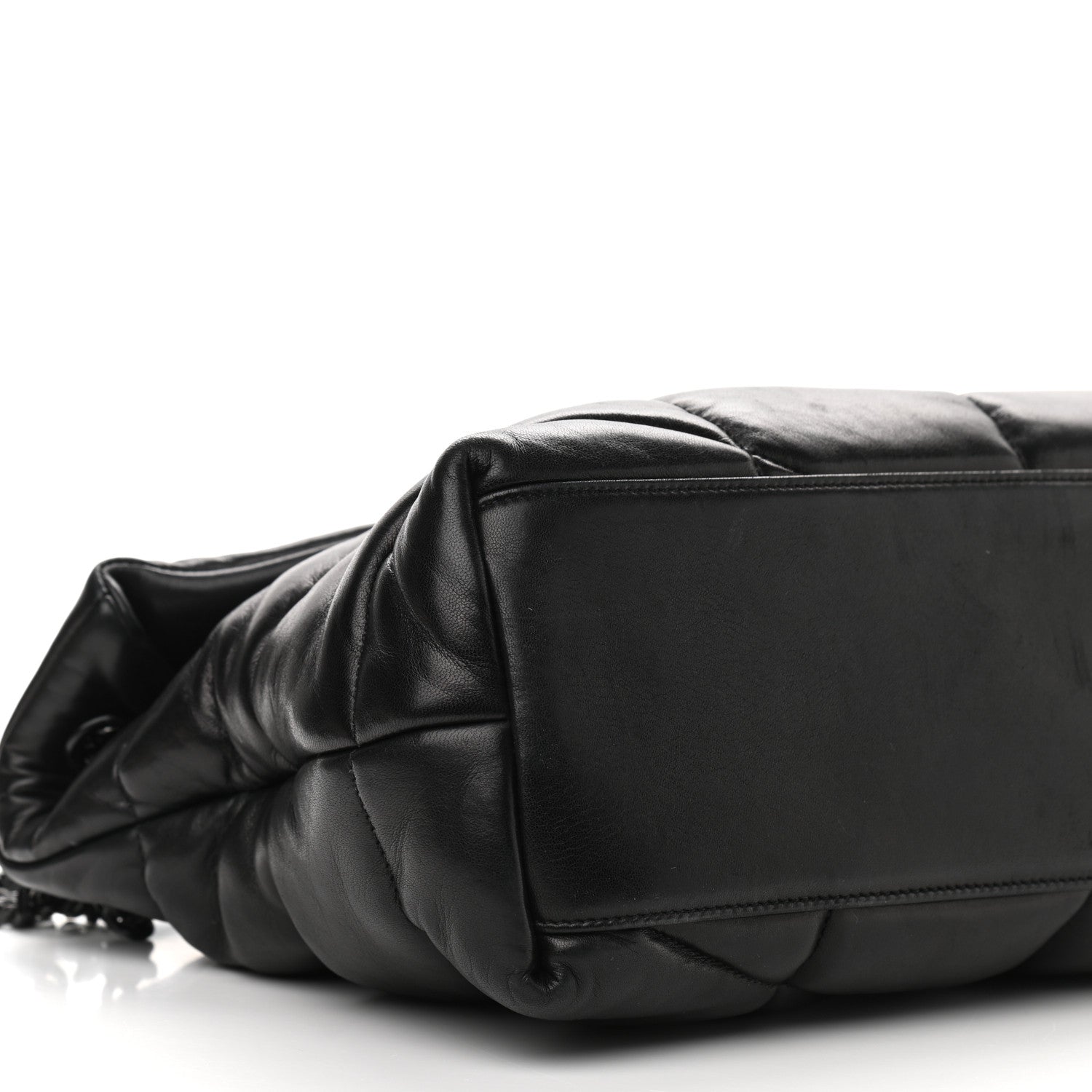 Saint Laurent Lambskin Quilted Medium Loulou Puffer Monogram Chain Satchel Black 8 of 9