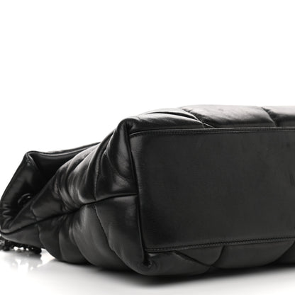 Saint Laurent Lambskin Quilted Medium Loulou Puffer Monogram Chain Satchel Black 8 of 9