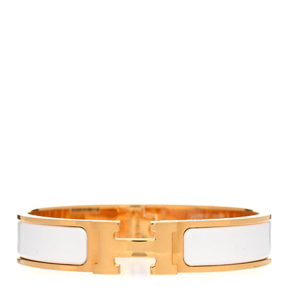 Hermes Enamel Narrow Clic Clac H Bracelet PM White 1 of 5