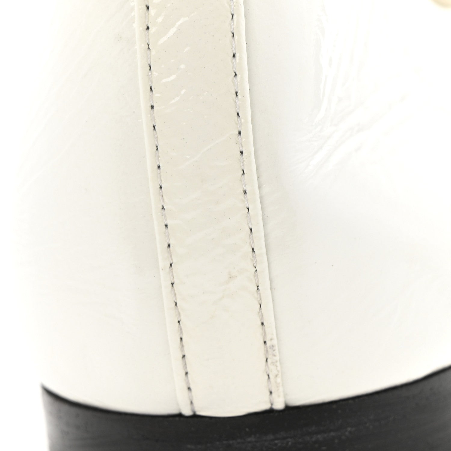 Chanel Shiny Lambskin Metal Cap Toe Ankle Chain Ballerina Flats 39.5 White Black 12 of 14