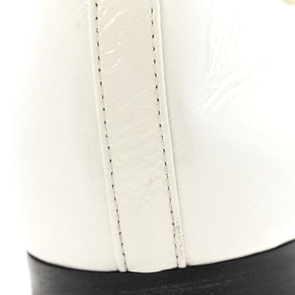 Chanel Shiny Lambskin Metal Cap Toe Ankle Chain Ballerina Flats 39.5 White Black 12 of 14