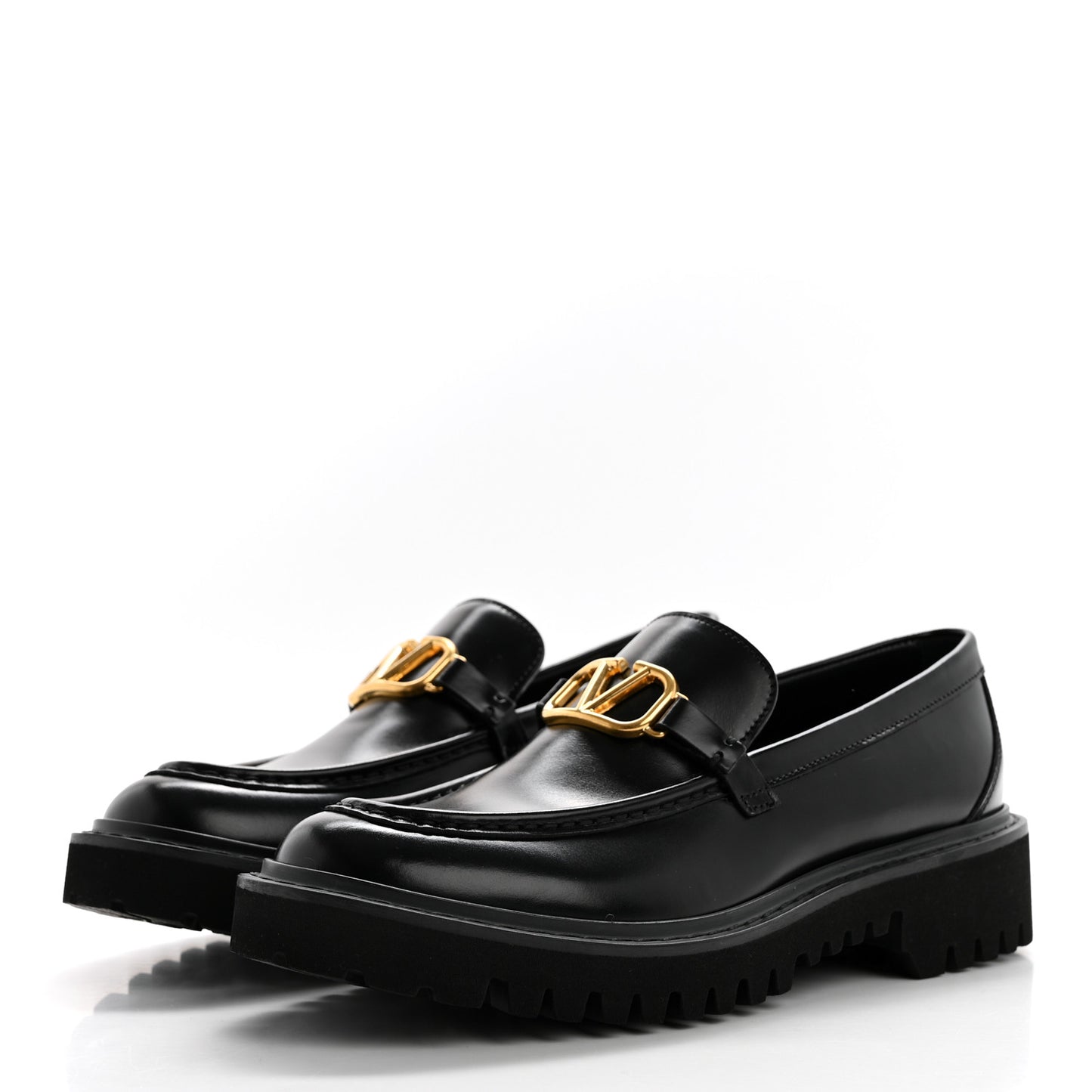 Calfskin Vlogo Loafers 37.5 Black
