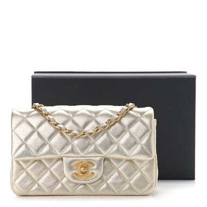 Chanel Metallic Lambskin Quilted Mini Rectangular Flap Gold 10 of 10