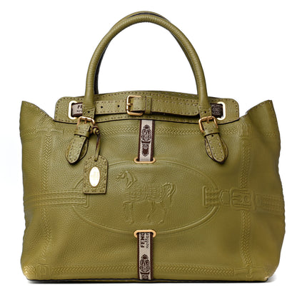 Fendi Calfskin Romano Selleria Villa Borghese Tote Green 1 of 18