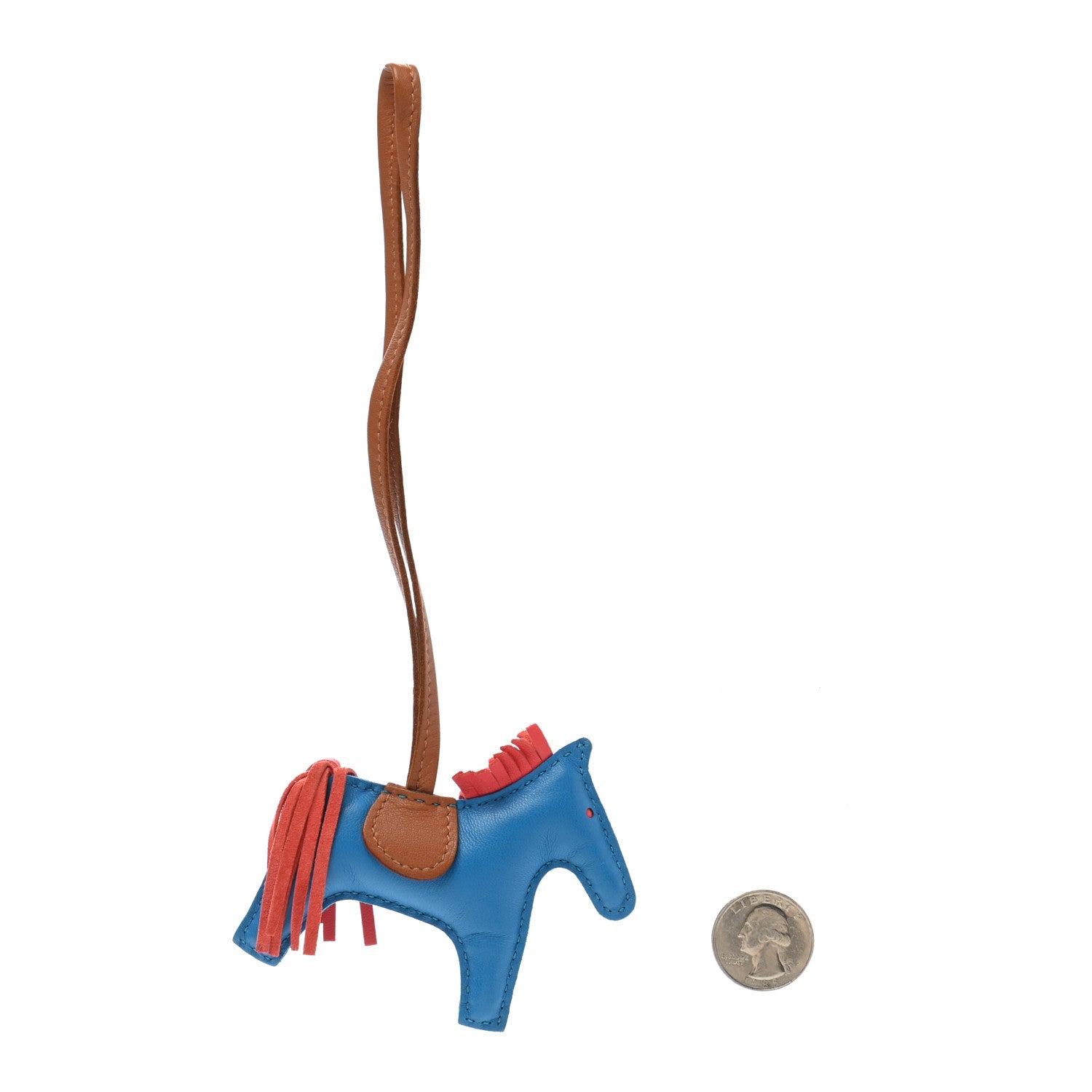 Hermes Milo Lambskin Grigri Rodeo Horse Bag Charm PM Blue Zanzibar Rose Texas Gold 2 of 6