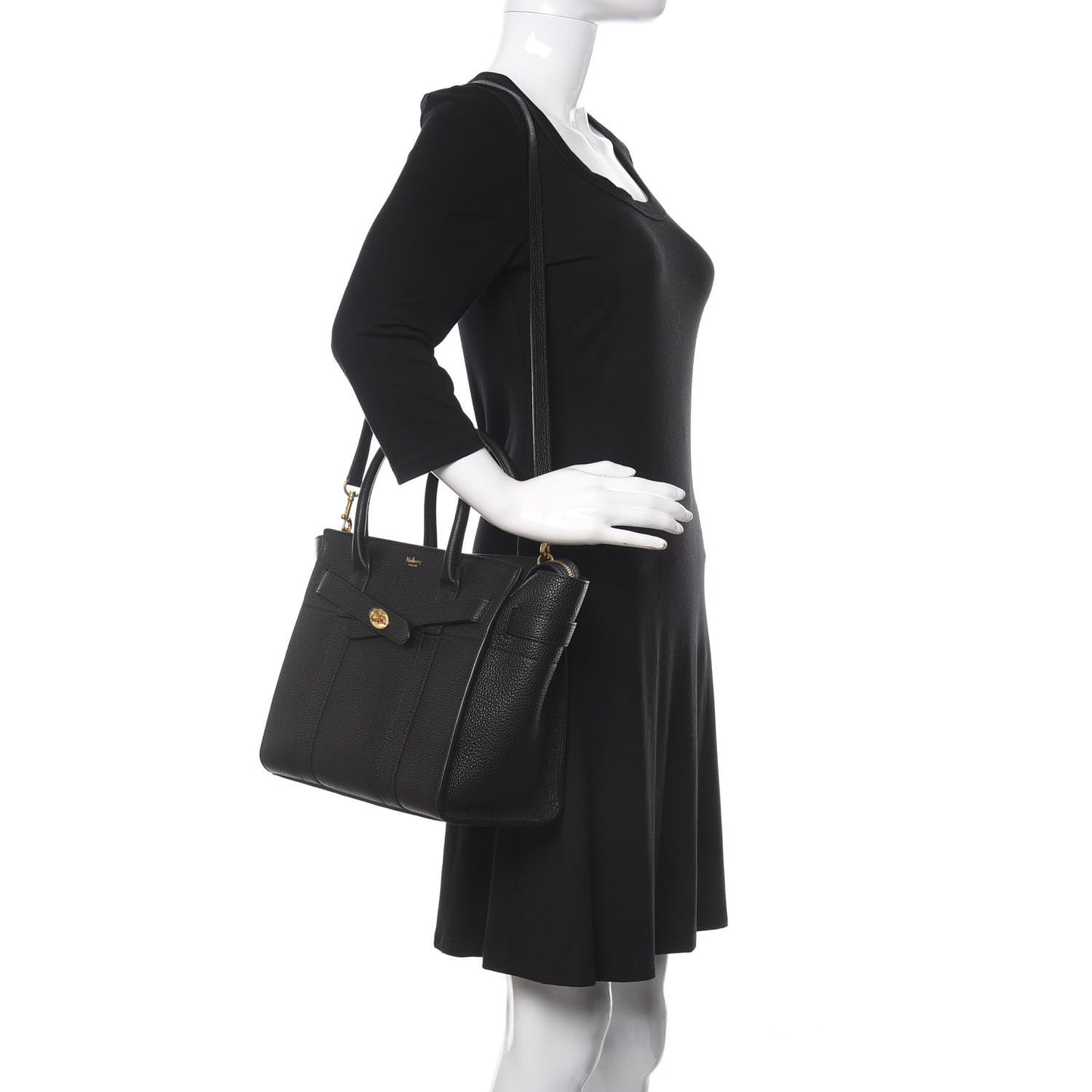 Classic Grain Small Bayswater Zip Tote Black