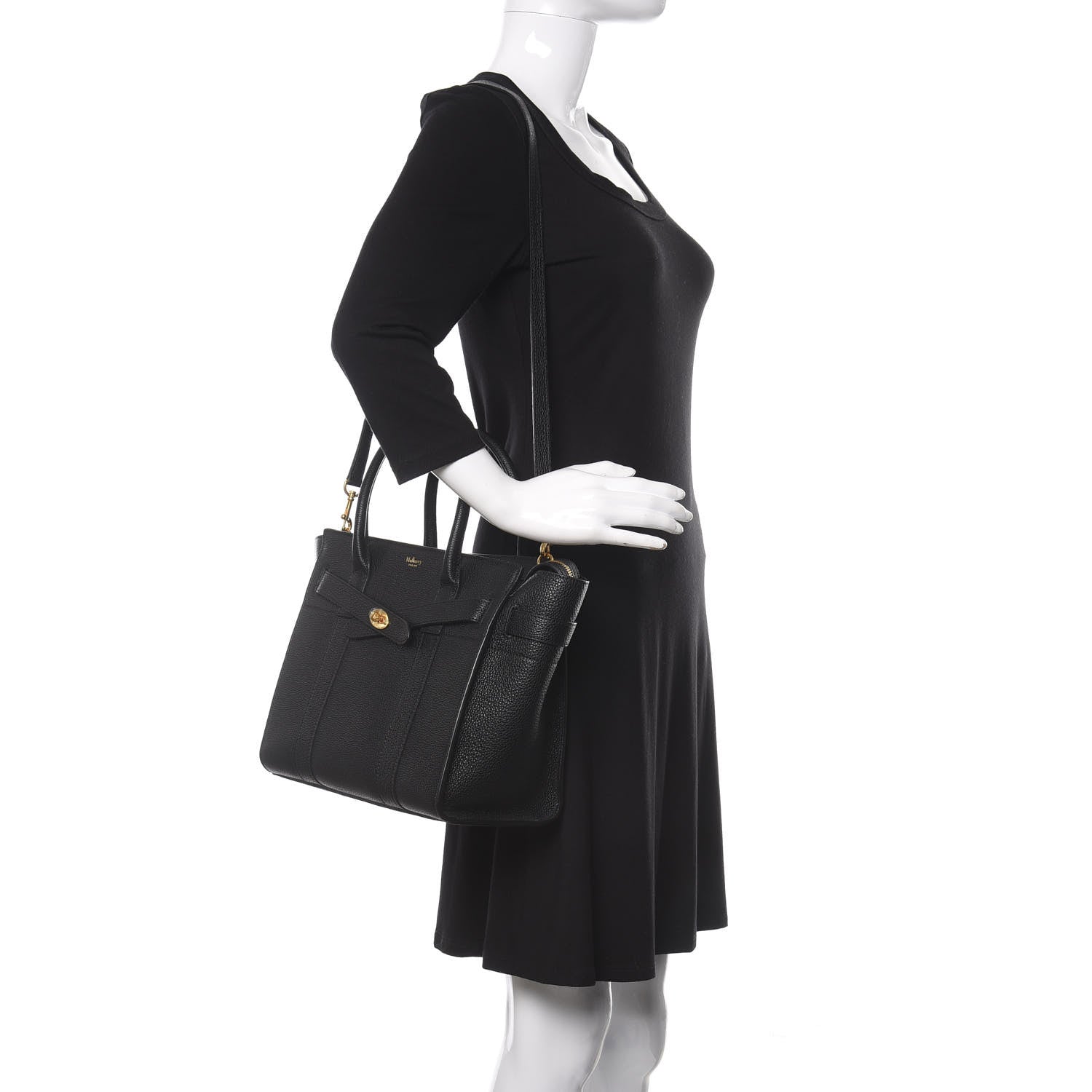 Mulberry Classic Grain Small Bayswater Zip Tote Black 2 of 10