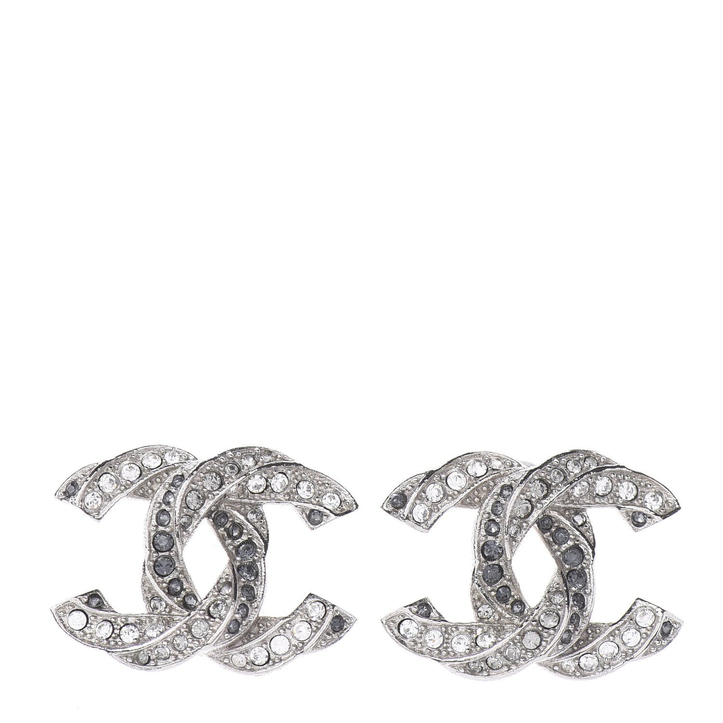 Crystal CC Twisted Earrings Silver