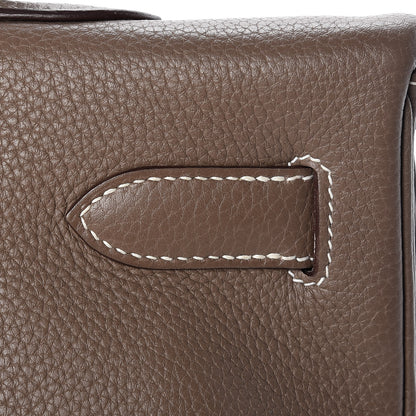 Hermes Taurillon Clemence Shoulder Kelly 40 Etoupe 31 of 38