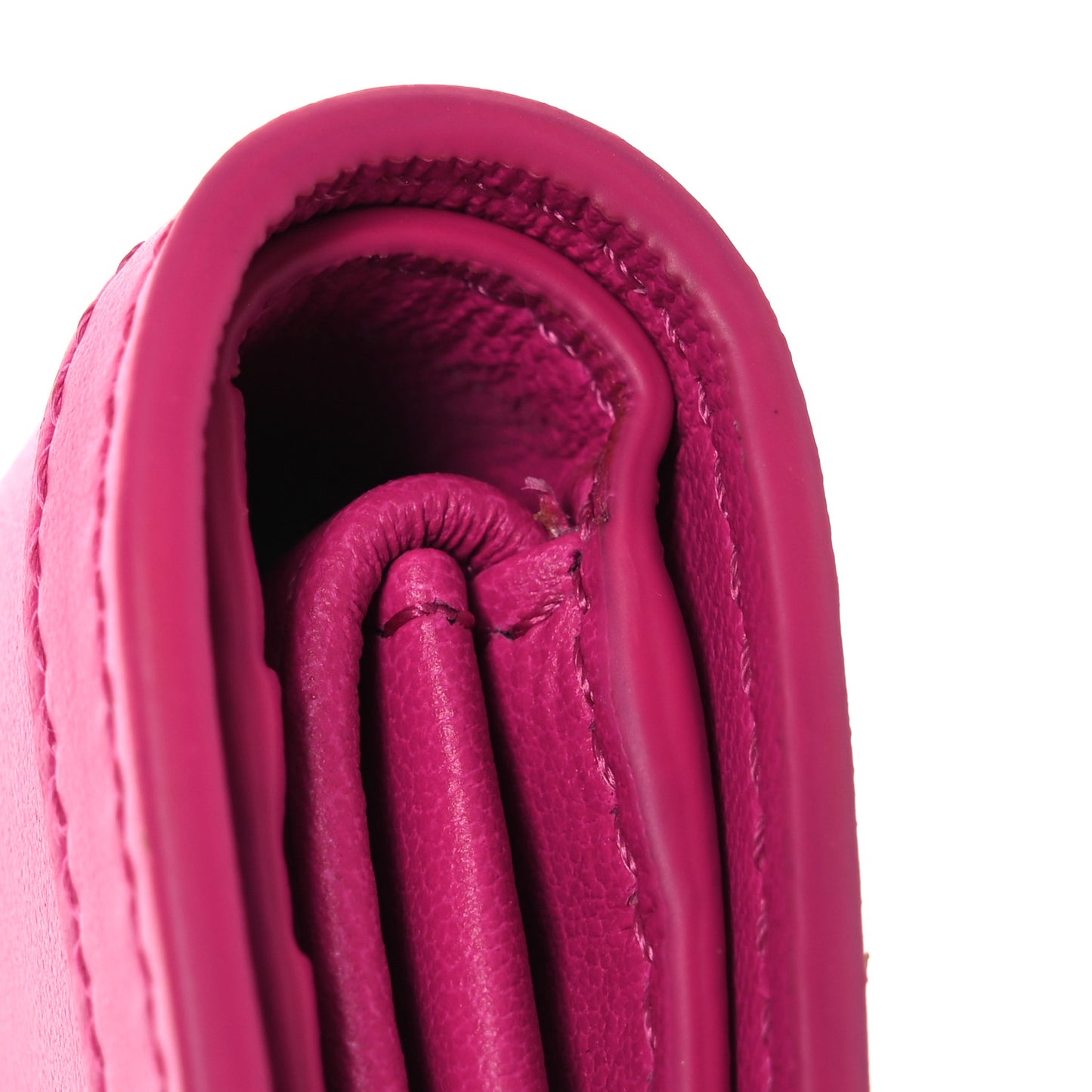 Calfskin Greca Bi Fold Wallet Glossy Pink