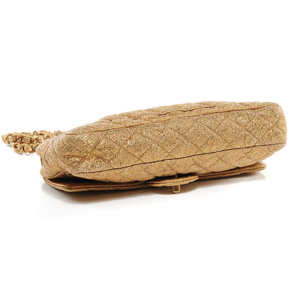 Chanel Crackled Quilted East West Flap Metallic Gold 5 of 8
