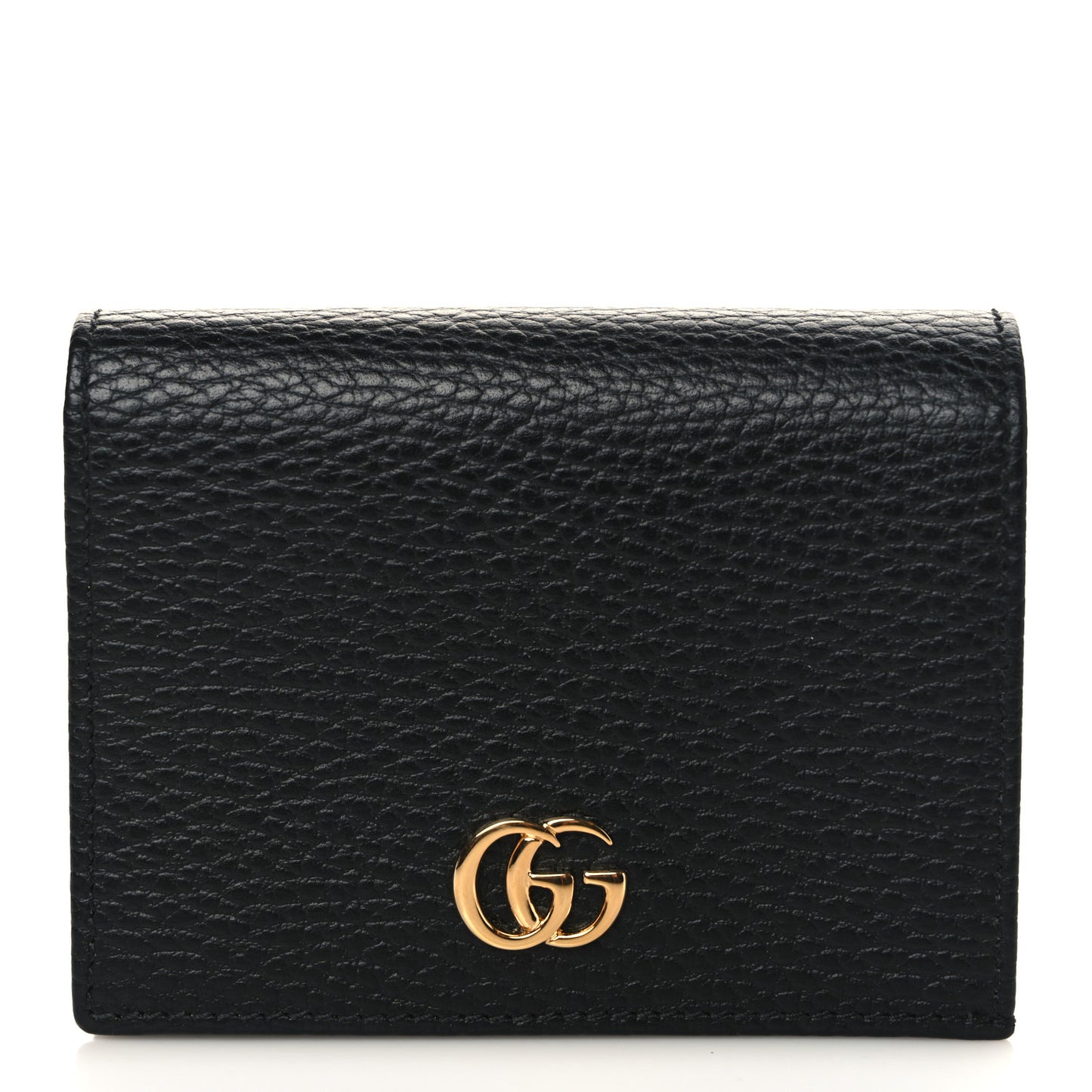 Pebbled Calfskin GG Marmont Card Case Black