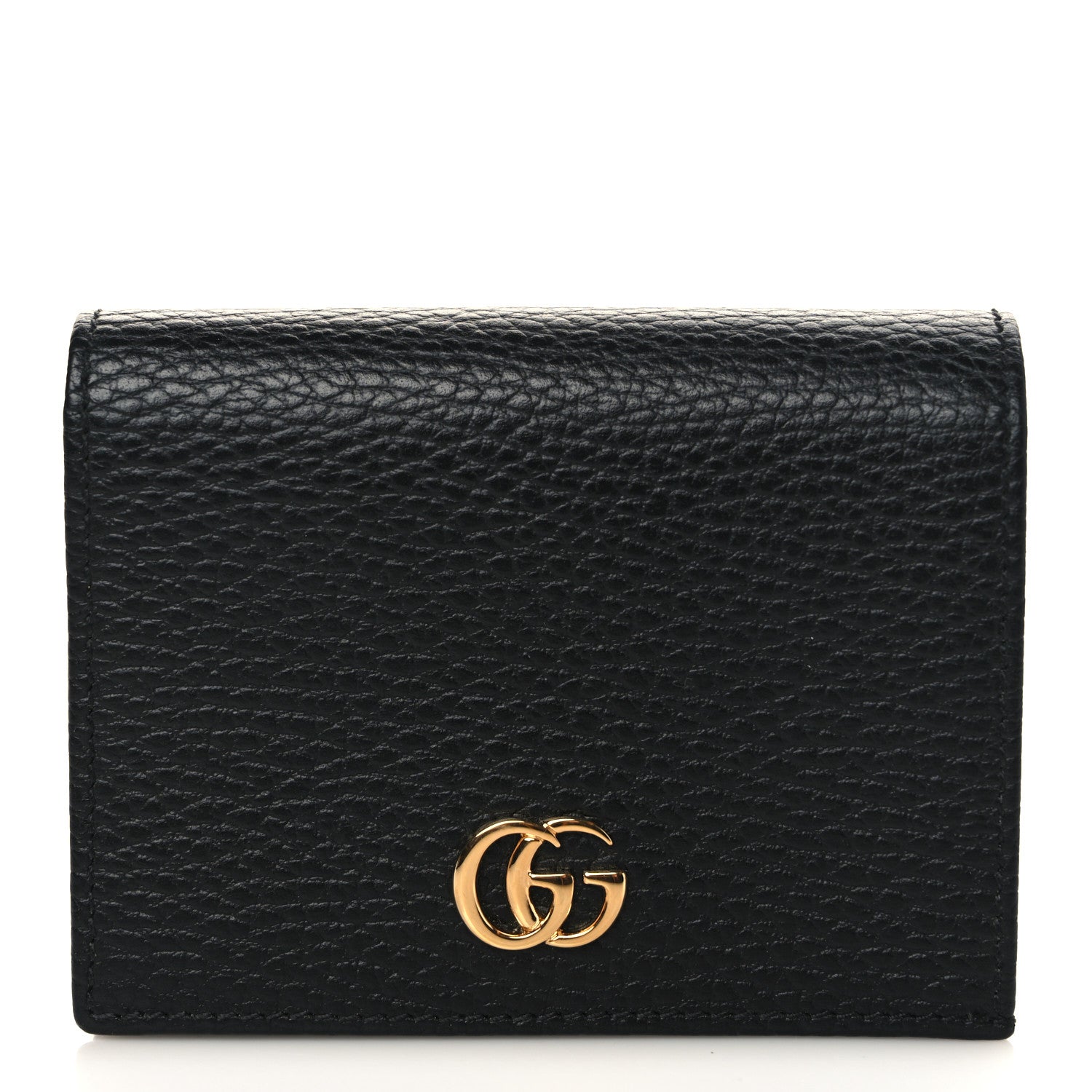 Gucci Pebbled Calfskin GG Marmont Card Case Black 1 of 6