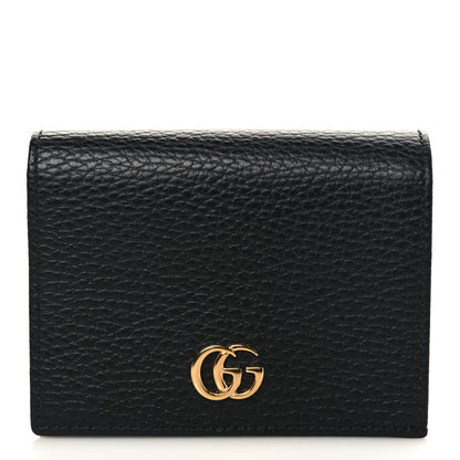 Gucci Pebbled Calfskin GG Marmont Card Case Black 1 of 6