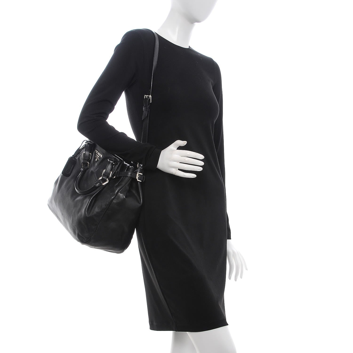 Prada Soft Calf Shoulder Bag Nero Black 2 of 7