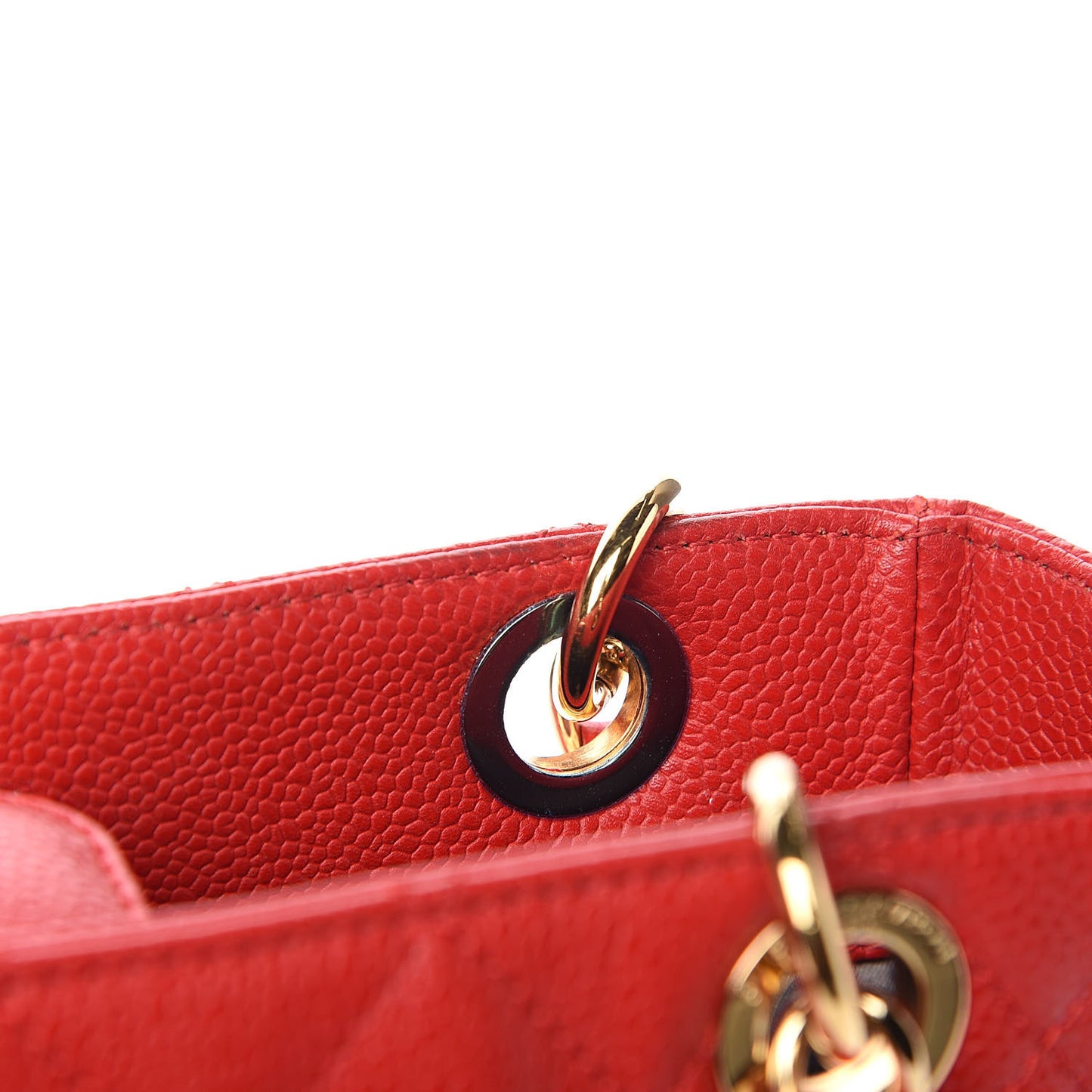 Caviar Quilted Petit Shopping Tote PST Red