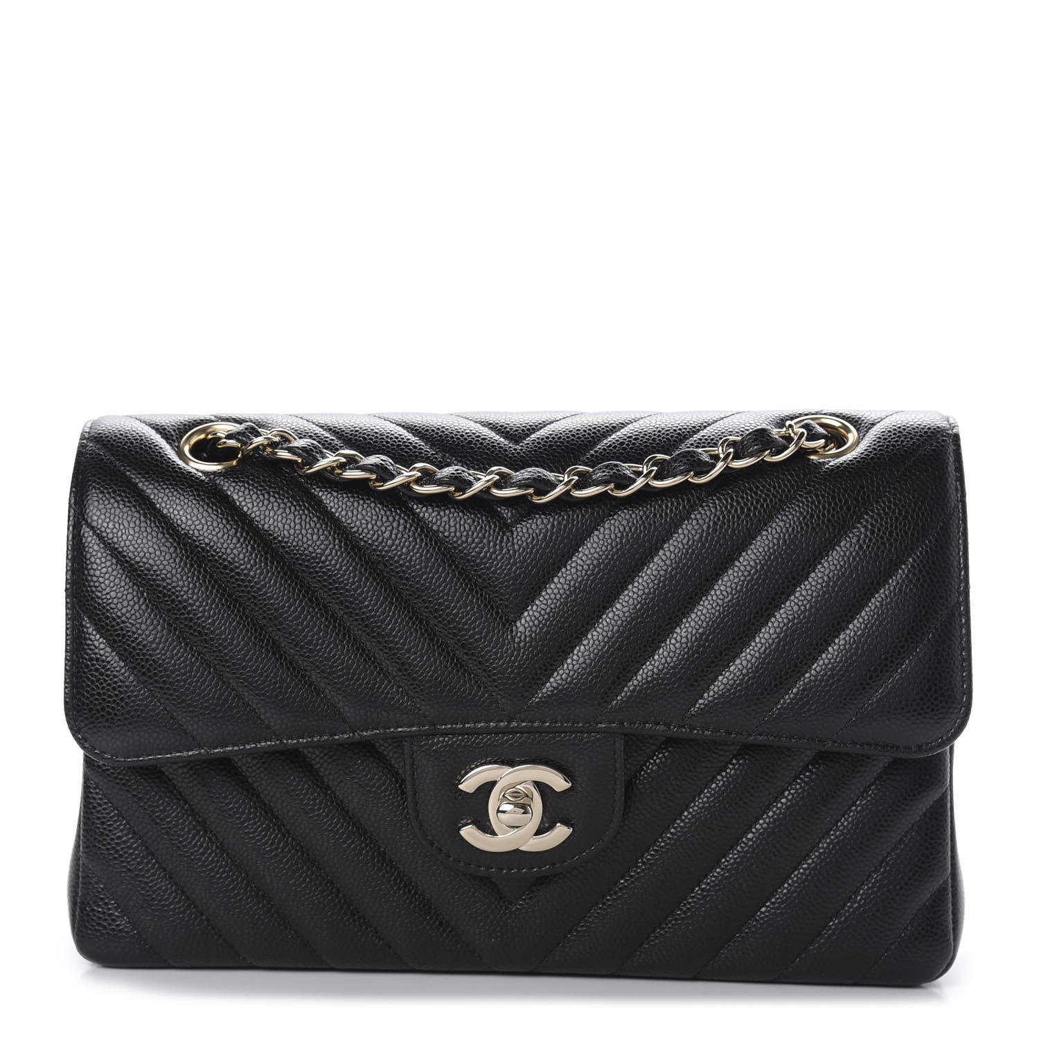 Chanel Caviar Chevron Quilted Small Double Flap Black 1 of 12