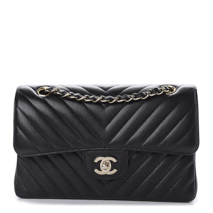 Chanel Caviar Chevron Quilted Small Double Flap Black 1 of 12