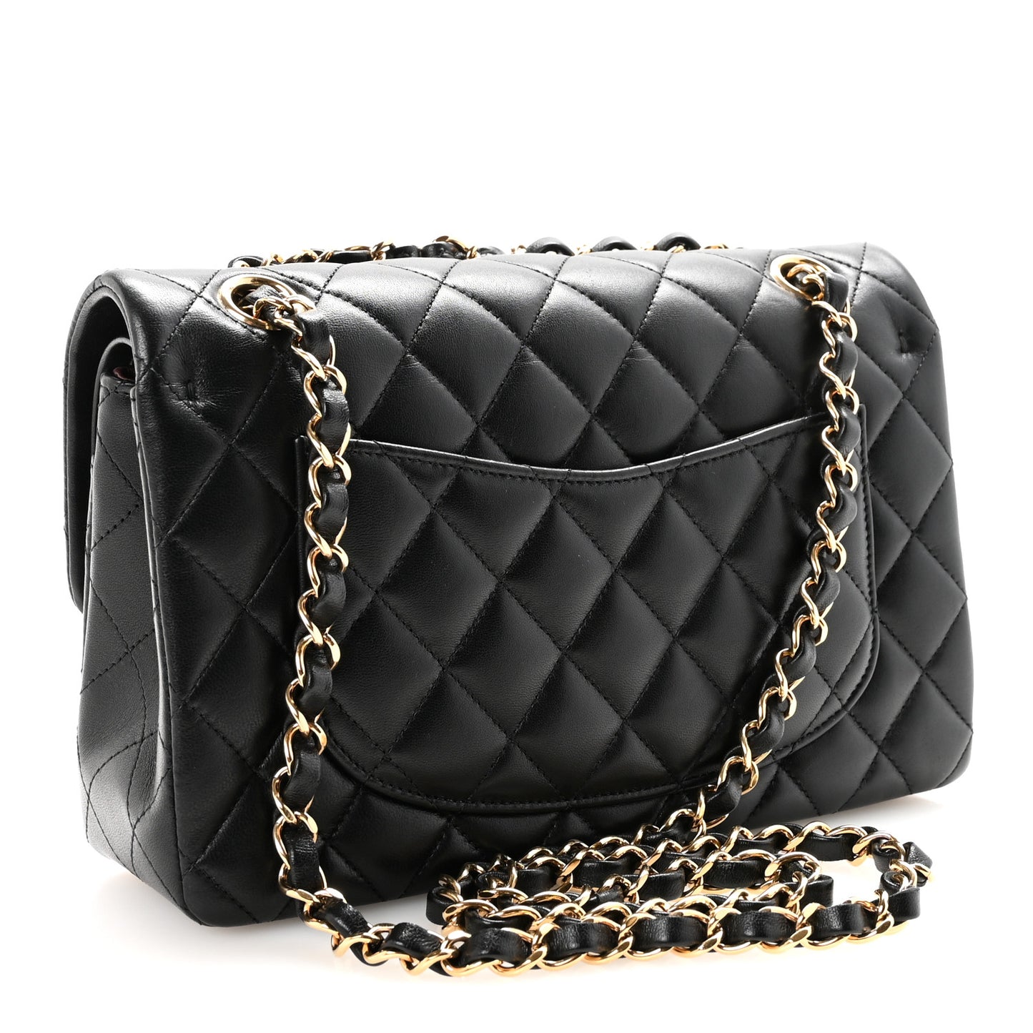 Lambskin Quilted Small Double Flap Black