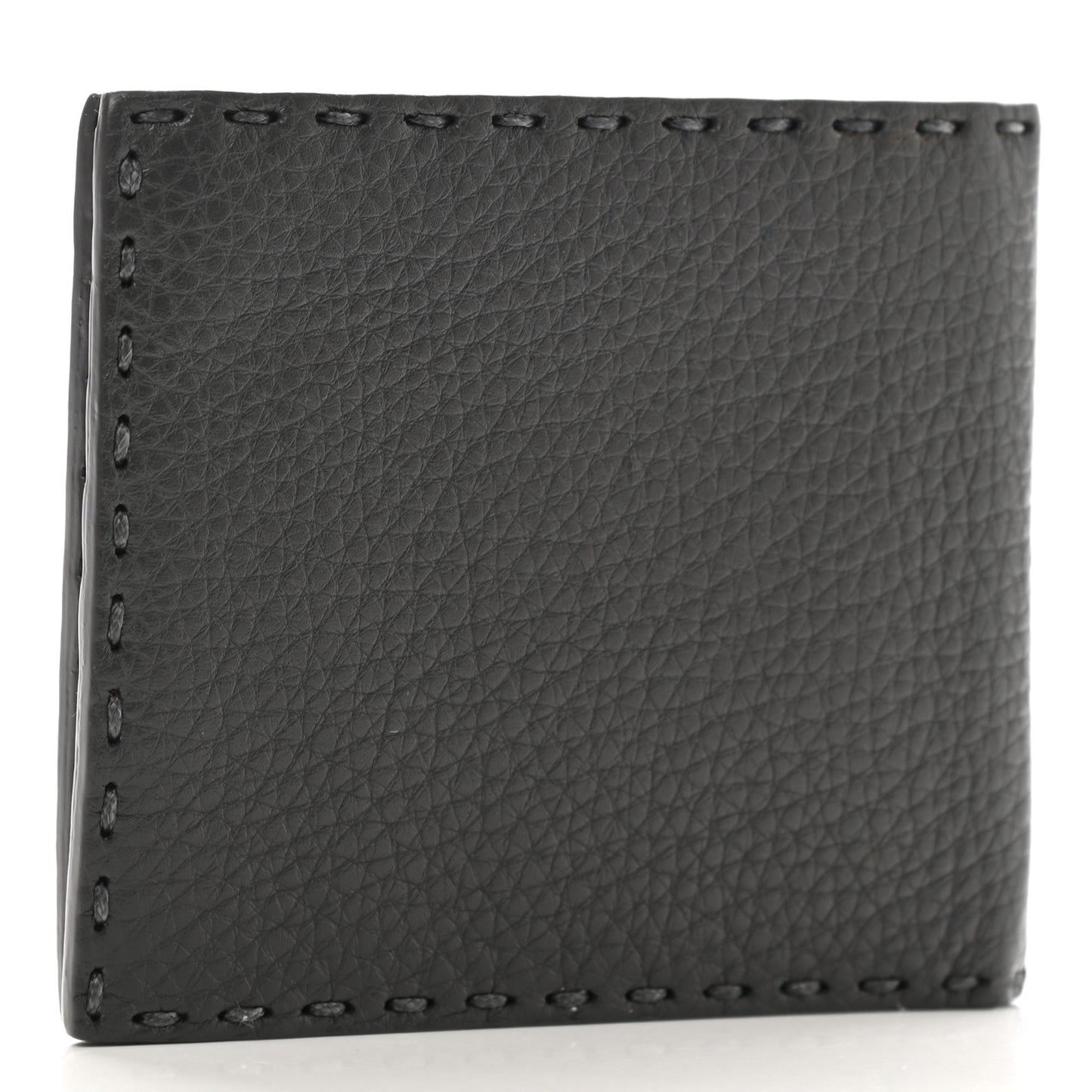 Cuoio Romano Selleria Metal Stitch Bi-Color Bi-Fold Wallet Asfalto Emerald
