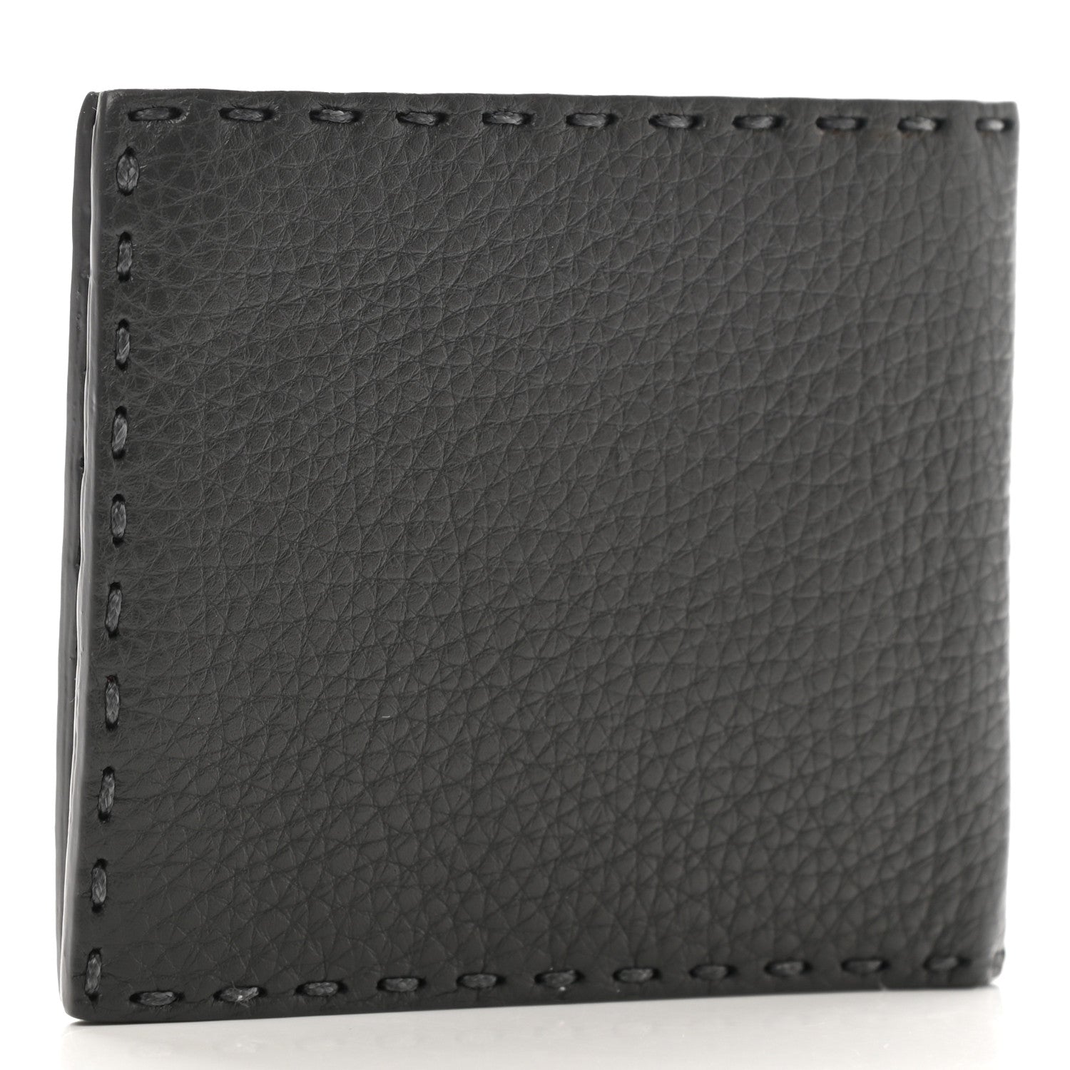 Fendi Cuoio Romano Selleria Metal Stitch Bi-Color Bi-Fold Wallet Asfalto Emerald 3 of 7