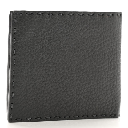 Fendi Cuoio Romano Selleria Metal Stitch Bi-Color Bi-Fold Wallet Asfalto Emerald 3 of 7