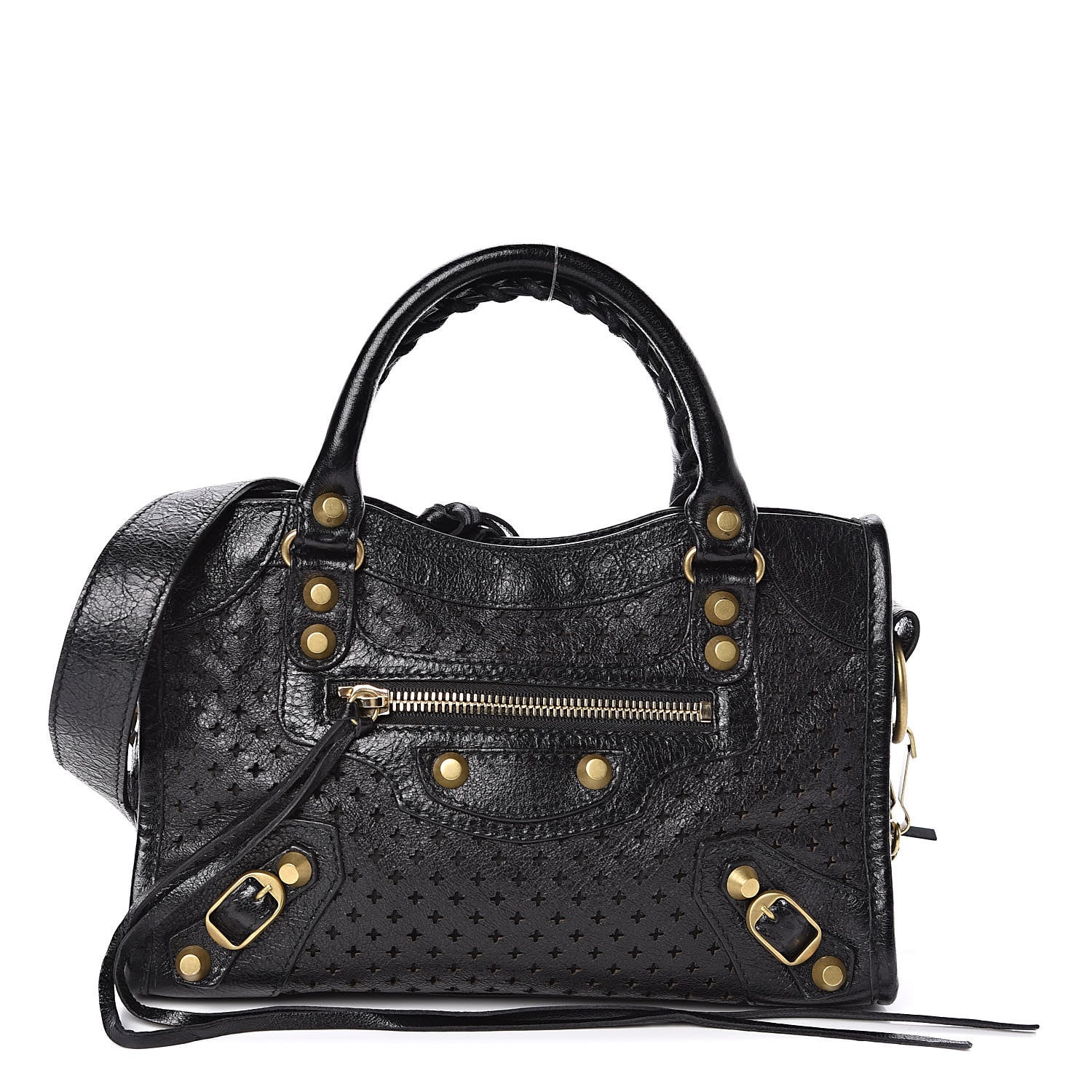 Balenciaga Agneau Stadio Laser Cut Cross Classic Gold Hardware Mini City Black 1 of 10