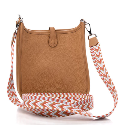 Hermes Taurillon Clemence Allegro Evelyne TPM Biscuit Cornaline White Gold 3 of 10