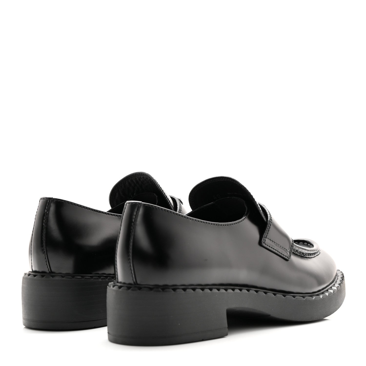 Prada Spazzolato Metal Triangle Logo 50mm Loafers 40 Black 4 of 10