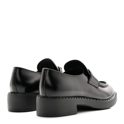 Prada Spazzolato Metal Triangle Logo 50mm Loafers 40 Black 4 of 10