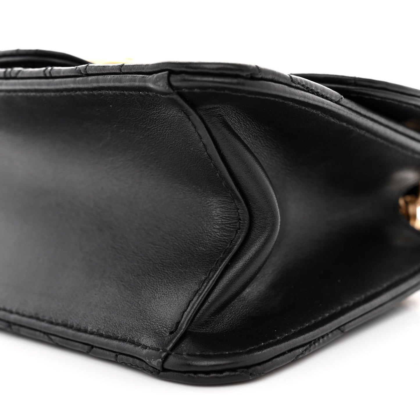 Calfskin Quilted Gancini Flap Bag Black