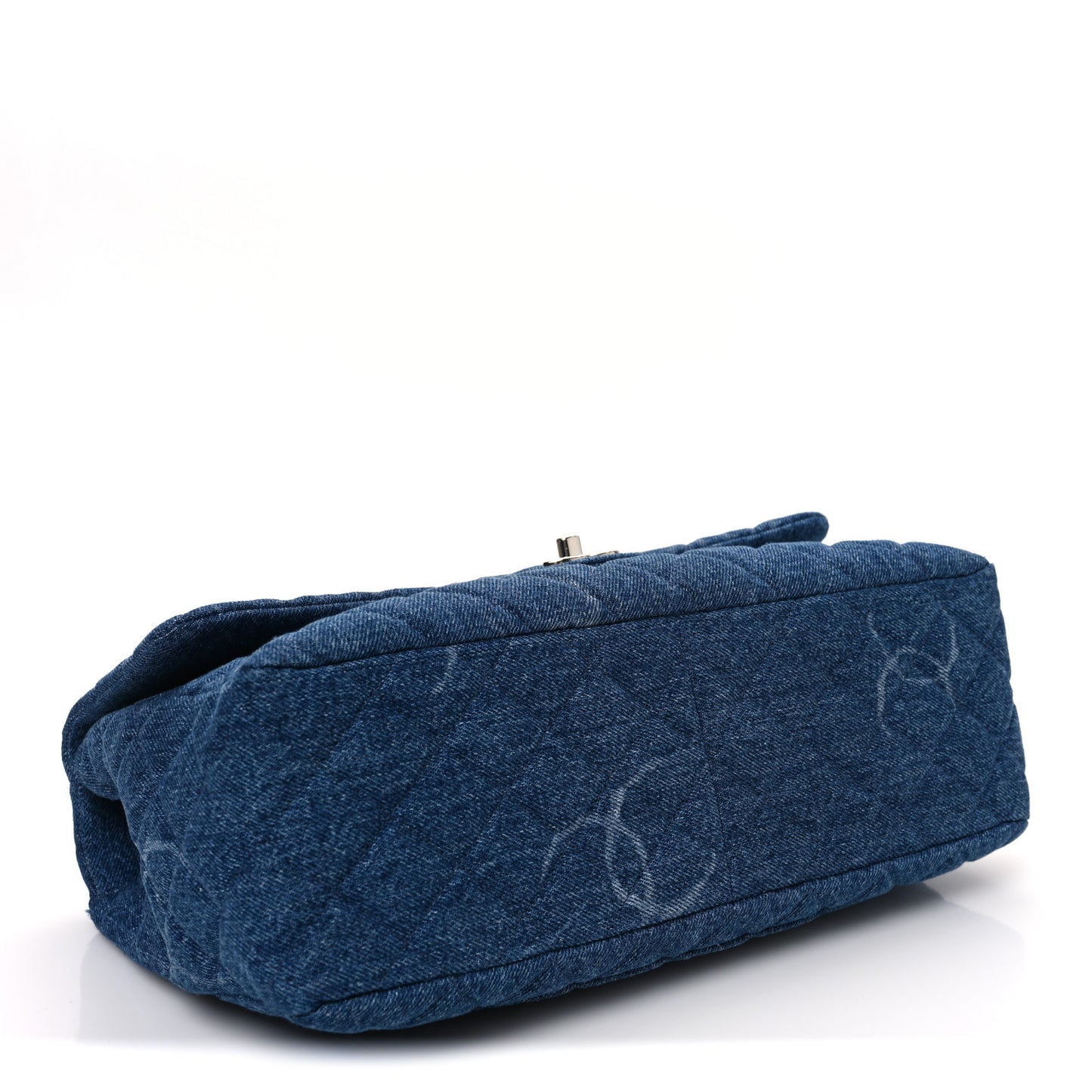 Denim Quilted CC Print Jumbo Single Flap Blue