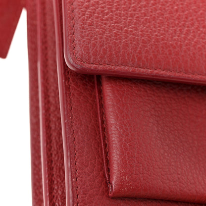 Saint Laurent Grained Calfskin Medium Monogram Sunset Satchel Red 16 of 17