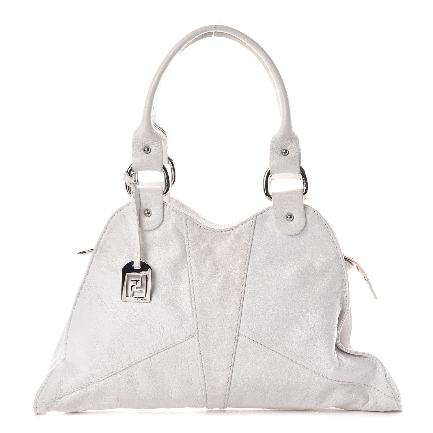 Fendi Laminated Calfskin Small Devil Trapezio Tote White 1 of 16