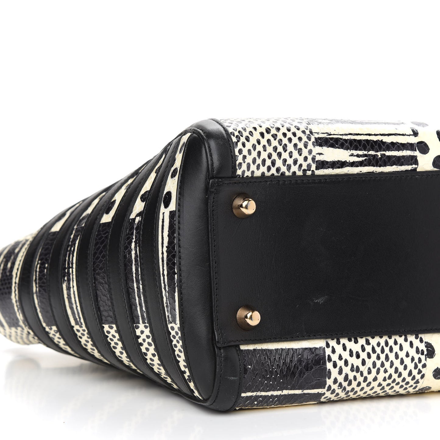 Watersnake Patchwork Farida Bowler Bag White Black