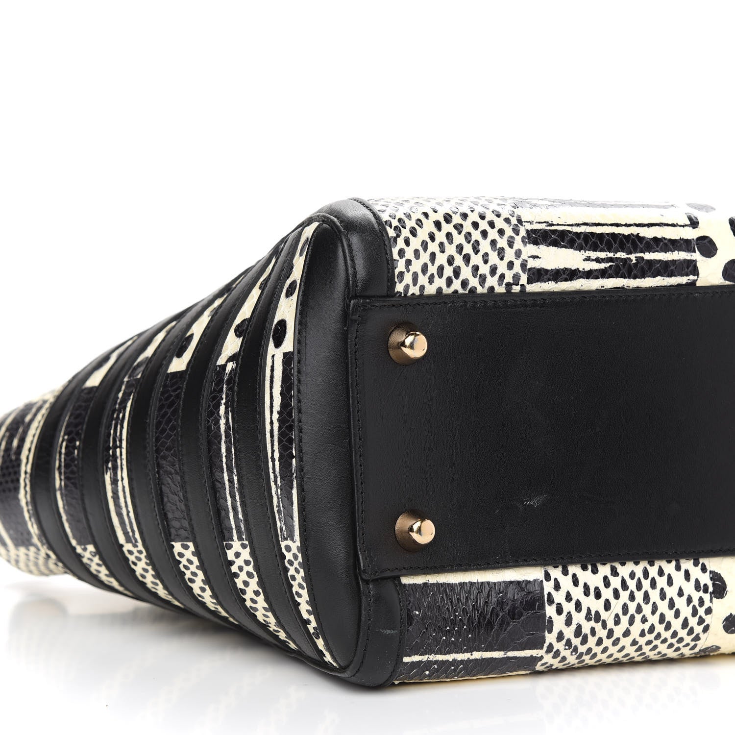 Christian Louboutin Watersnake Patchwork Farida Bowler Bag White Black 7 of 8