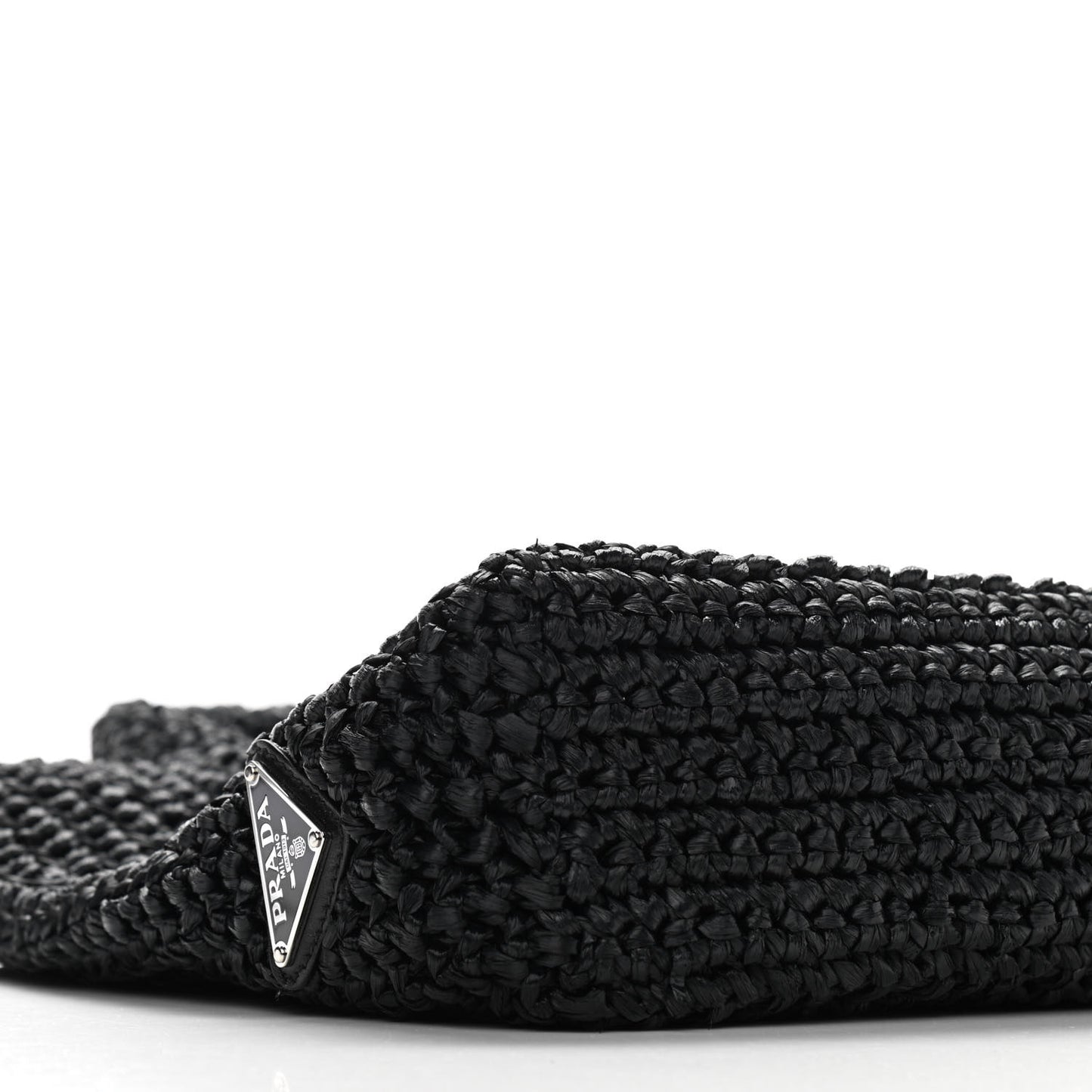 Yarn Raffia Effect Crochet Small Logo Tote Black