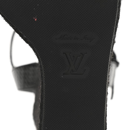 Louis Vuitton Calfskin LV Isola Espadrille Wedge Sandals 38 Black 7 of 9