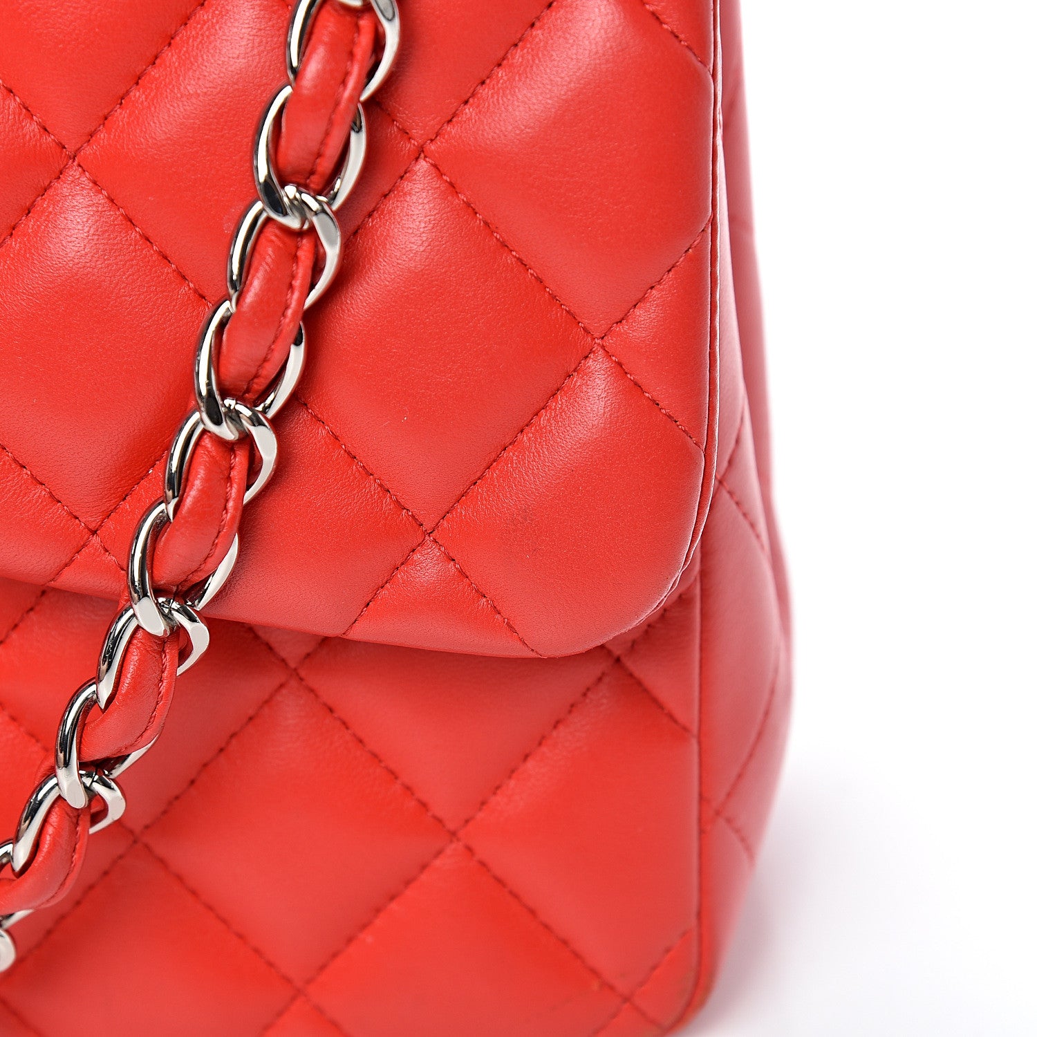 Chanel Lambskin Quilted Jumbo Double Flap Red 13 of 15