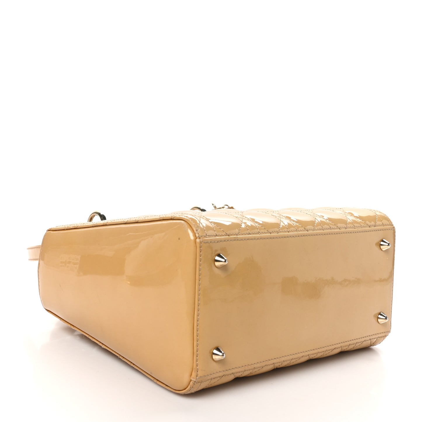 Patent Cannage Medium Lady Dior Beige