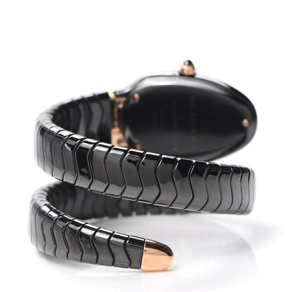 Bulgari 18K Rose Gold Ceramic 35mm Serpenti Tubogas Quartz Watch Black 3 of 5