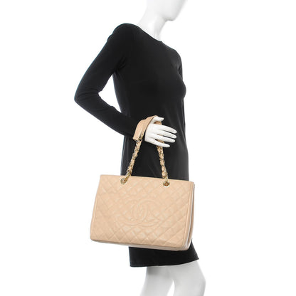 Chanel Caviar Quilted Grand Shopping Tote GST Beige Clair 2 of 14